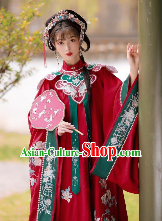 China Traditional Ming Dynasty Noble Lady Costumes Ancient Young Beauty Hanfu Clothing