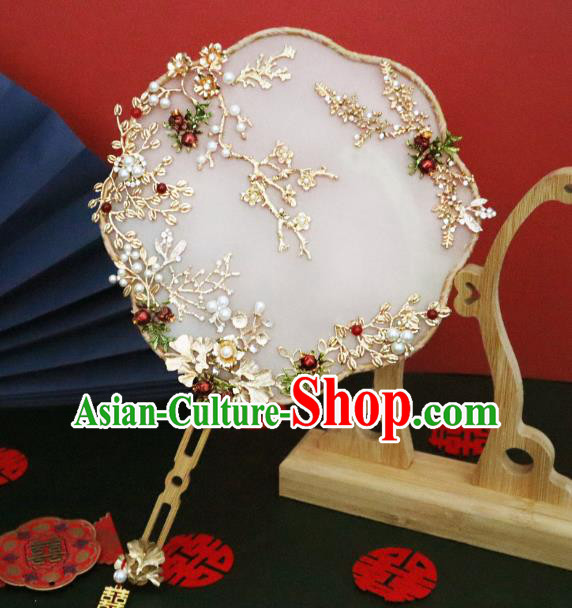 China Handmade Ancient Princess Palace Fan Classical Silk Fan Traditional Pomegranate Fan