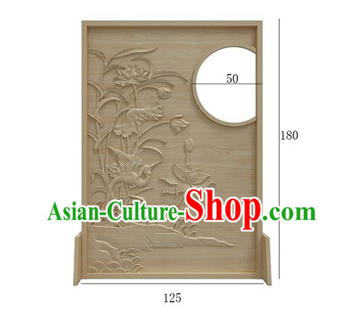 Chinese Living Room Folding Screen Handmade Carving Lotus Wood Screen