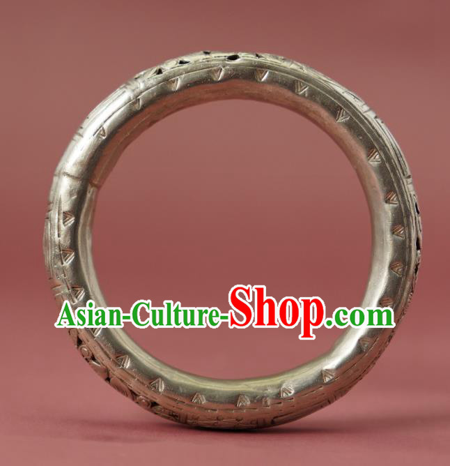 Chinese National Silver Carving Bracelet Traditional Wristlet Accessories