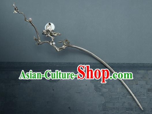 Chinese Traditional Cheongsam Pearl Hairpin Hair Accessories National Silver Hair Stick