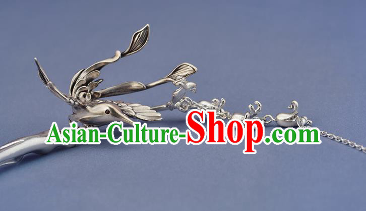 Chinese Traditional Hair Accessories National Silver Bird Tassel Hair Stick Handmade Cheongsam Hairpin