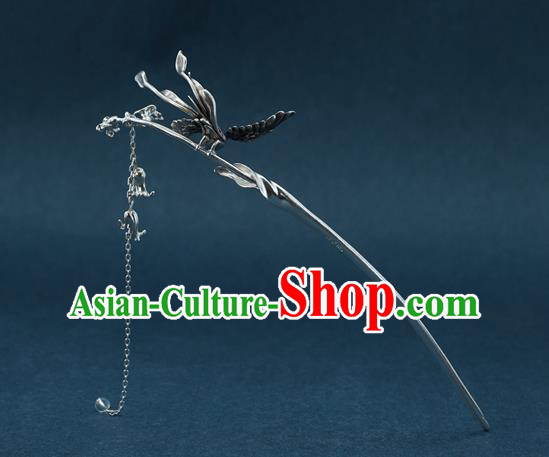 Chinese Traditional Hair Accessories National Silver Bird Tassel Hair Stick Handmade Cheongsam Hairpin