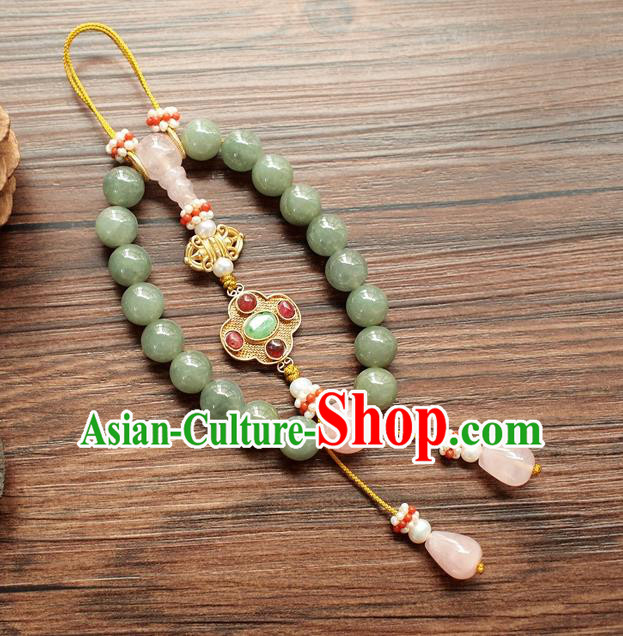 Chinese Traditional Qing Dynasty Court Lady Jewelry Accessories National Cheongsam Jadeite Beads Brooch