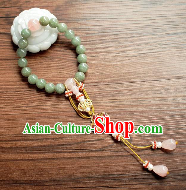 Chinese Traditional Qing Dynasty Court Lady Jewelry Accessories National Cheongsam Jadeite Beads Brooch