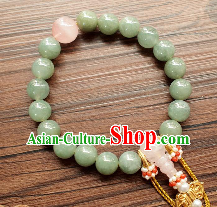 Chinese Traditional Qing Dynasty Court Lady Jewelry Accessories National Cheongsam Jadeite Beads Brooch