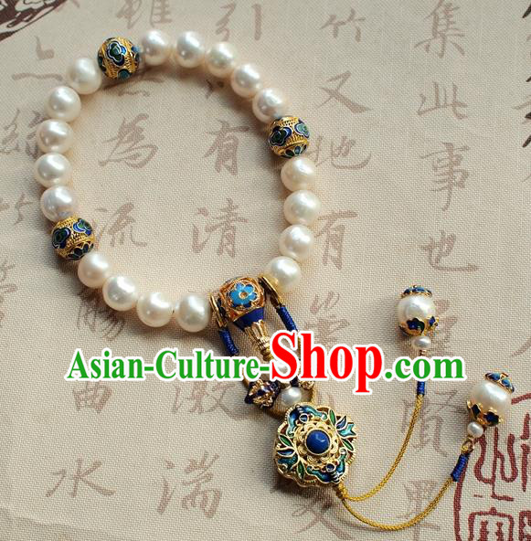 Chinese National Cheongsam Cloisonne Brooch Traditional Qing Dynasty Court Lady Pearls Jewelry Accessories