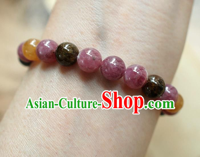 Chinese National Cheongsam Beads Lotus Wristlet Accessories Traditional Qing Dynasty Amethyst Bracelet