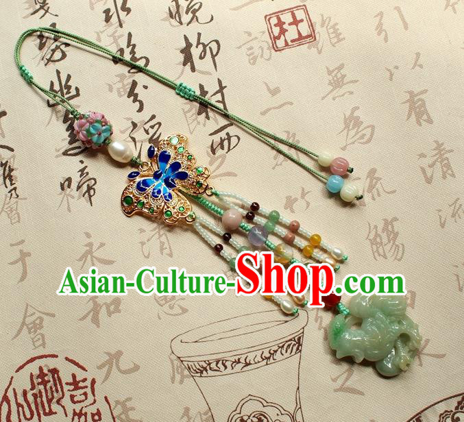 Chinese National Cheongsam Cloisonne Butterfly Brooch Traditional Jadeite Cock Pendant Accessories