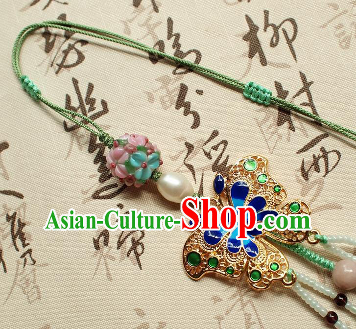 Chinese National Cheongsam Cloisonne Butterfly Brooch Traditional Jadeite Cock Pendant Accessories