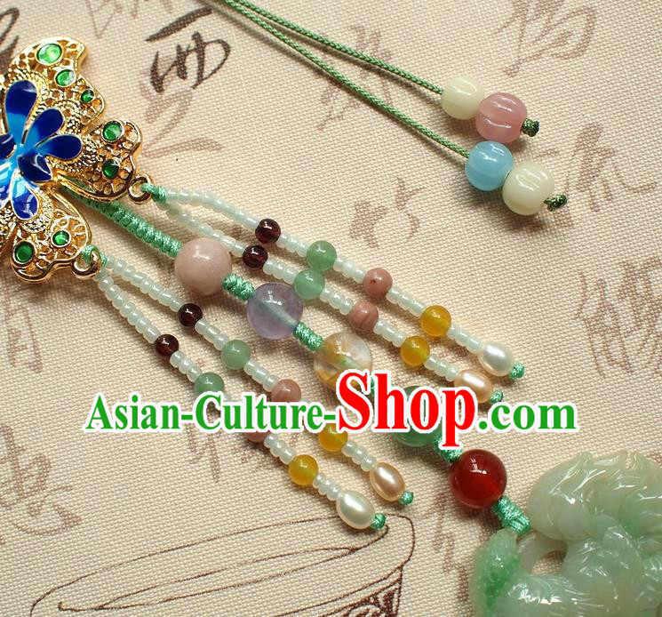 Chinese National Cheongsam Cloisonne Butterfly Brooch Traditional Jadeite Cock Pendant Accessories