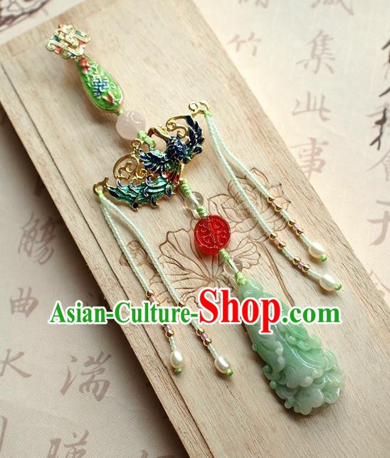 Chinese Traditional Cheongsam Jadeite Waist Accessories National Cloisonne Brooch Pendant