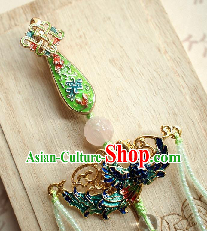 Chinese Traditional Cheongsam Jadeite Waist Accessories National Cloisonne Brooch Pendant