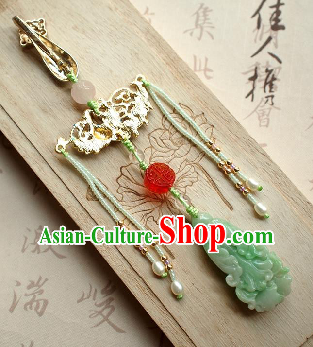 Chinese Traditional Cheongsam Jadeite Waist Accessories National Cloisonne Brooch Pendant