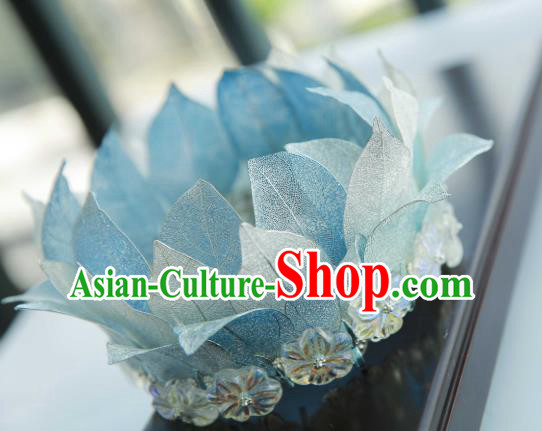Chinese Ancient Princess Headdress Traditional Tang Dynasty Princess Blue Lotus Hair Crown