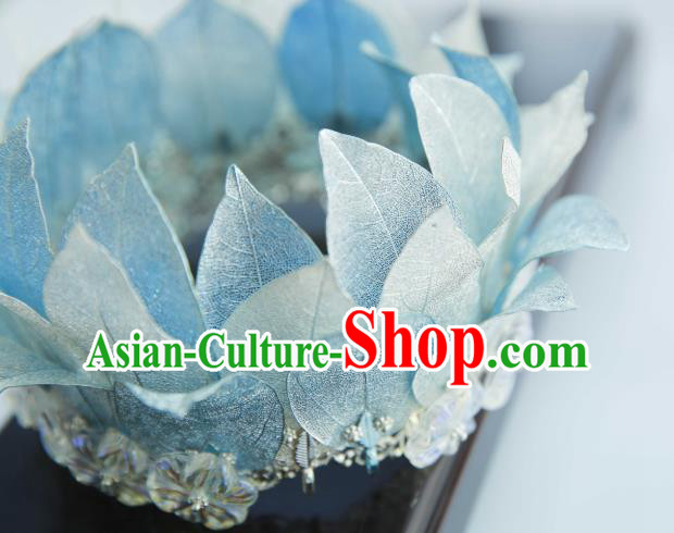 Chinese Ancient Princess Headdress Traditional Tang Dynasty Princess Blue Lotus Hair Crown