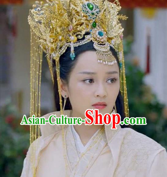 Chinese Drama Sansheng Sanshi Pillow Goddess Headwear Ancient Princess Zhihe Golden Hair Crown