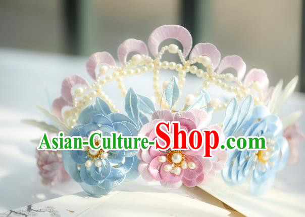 Chinese Traditional Song Dynasty Hair Accessories Ancient Princess Silk Peony Hair Crown