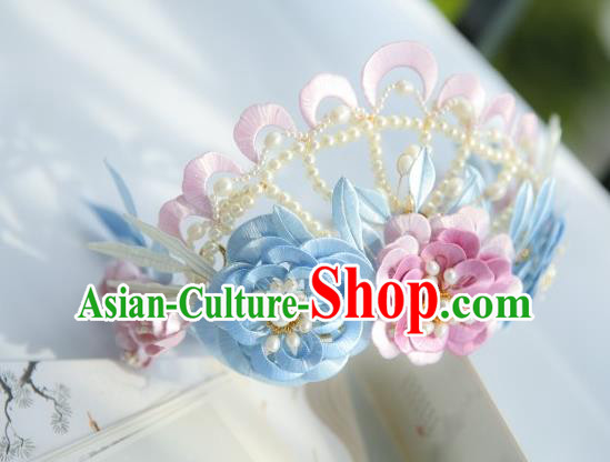 Chinese Traditional Song Dynasty Hair Accessories Ancient Princess Silk Peony Hair Crown