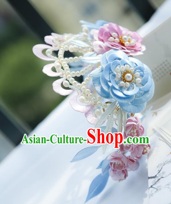 Chinese Traditional Song Dynasty Hair Accessories Ancient Princess Silk Peony Hair Crown