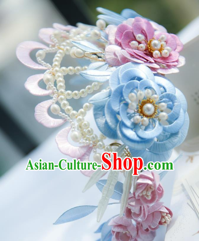 Chinese Traditional Song Dynasty Hair Accessories Ancient Princess Silk Peony Hair Crown