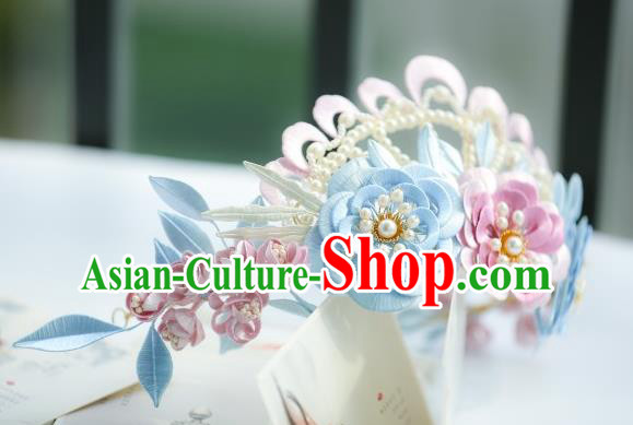 Chinese Traditional Song Dynasty Hair Accessories Ancient Princess Silk Peony Hair Crown