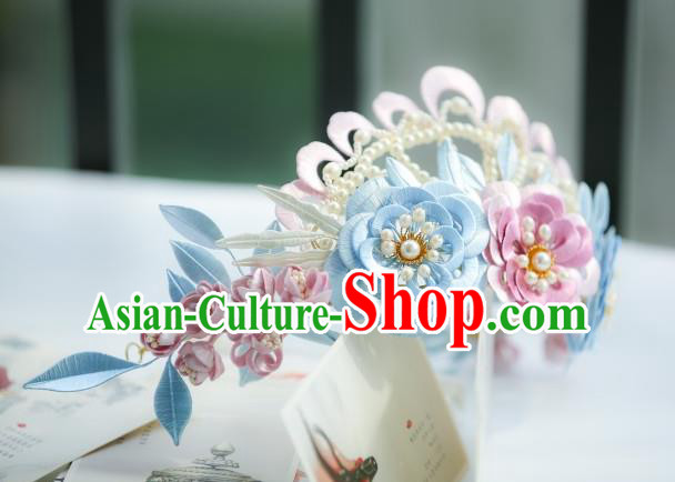 Chinese Traditional Song Dynasty Hair Accessories Ancient Princess Silk Peony Hair Crown