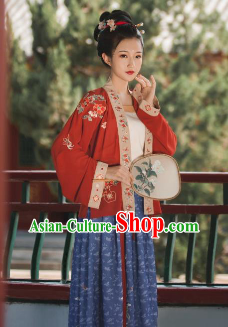 China Traditional Song Dynasty Imperial Concubine Embroidered Clothing Ancient Court Woman Hanfu Garment