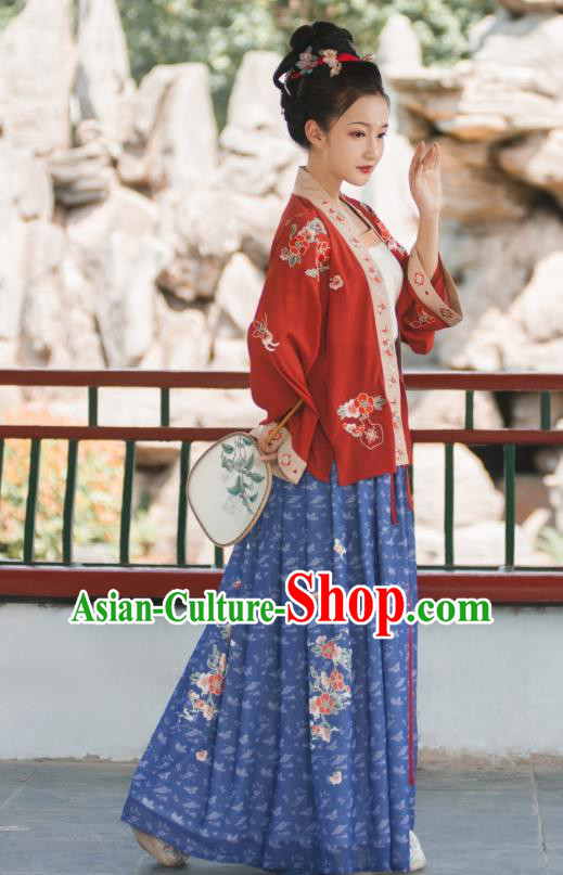 China Traditional Song Dynasty Imperial Concubine Embroidered Clothing Ancient Court Woman Hanfu Garment