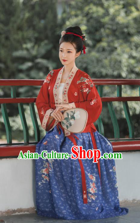 China Traditional Song Dynasty Imperial Concubine Embroidered Clothing Ancient Court Woman Hanfu Garment