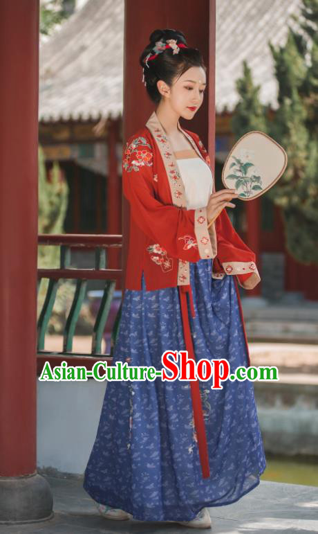 China Traditional Song Dynasty Imperial Concubine Embroidered Clothing Ancient Court Woman Hanfu Garment