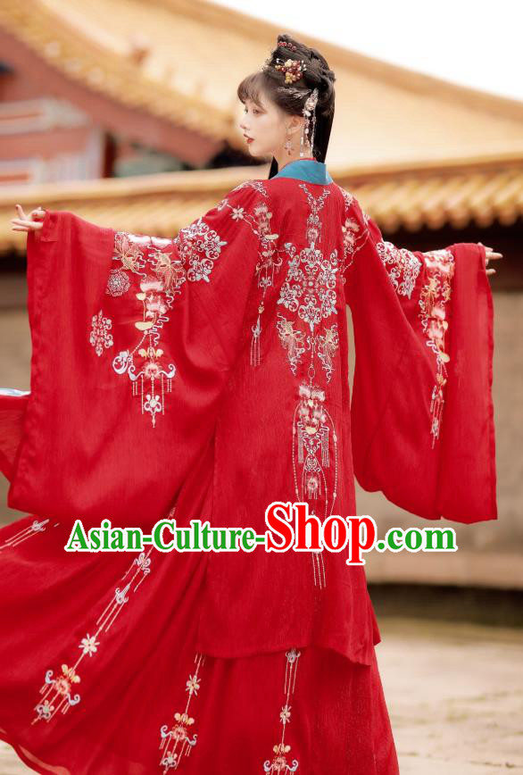 China Traditional Tang Dynasty Wedding Costumes Ancient Princess Red Hanfu Dress Clothing