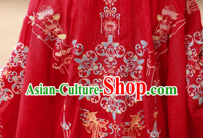 China Traditional Tang Dynasty Wedding Costumes Ancient Princess Red Hanfu Dress Clothing