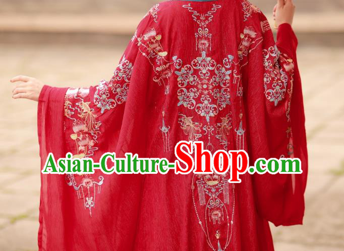 China Traditional Tang Dynasty Wedding Costumes Ancient Princess Red Hanfu Dress Clothing
