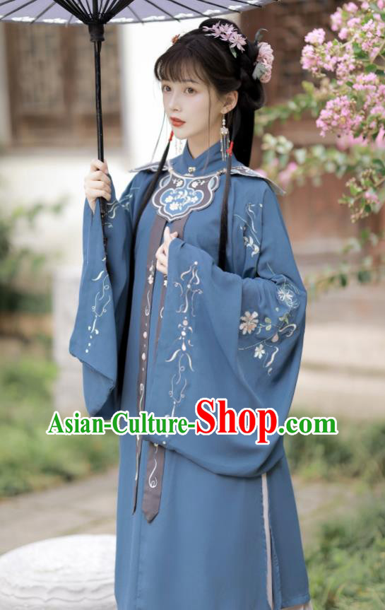 Traditional China Ming Dynasty Young Beauty Costumes Ancient Noble Lady Hanfu Dress Clothing