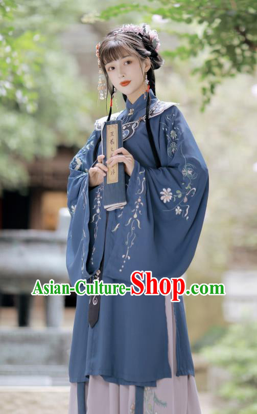 Traditional China Ming Dynasty Young Beauty Costumes Ancient Noble Lady Hanfu Dress Clothing