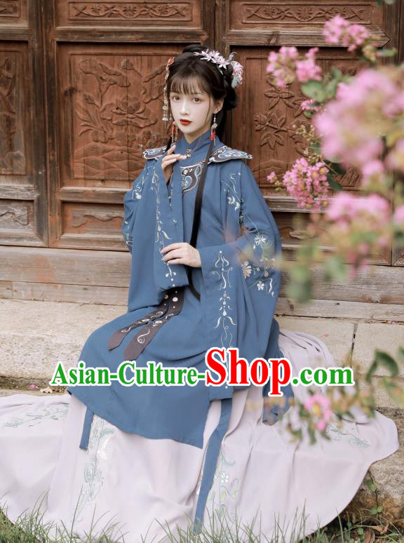 Traditional China Ming Dynasty Young Beauty Costumes Ancient Noble Lady Hanfu Dress Clothing