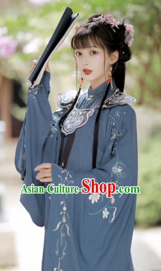 Traditional China Ming Dynasty Young Beauty Costumes Ancient Noble Lady Hanfu Dress Clothing