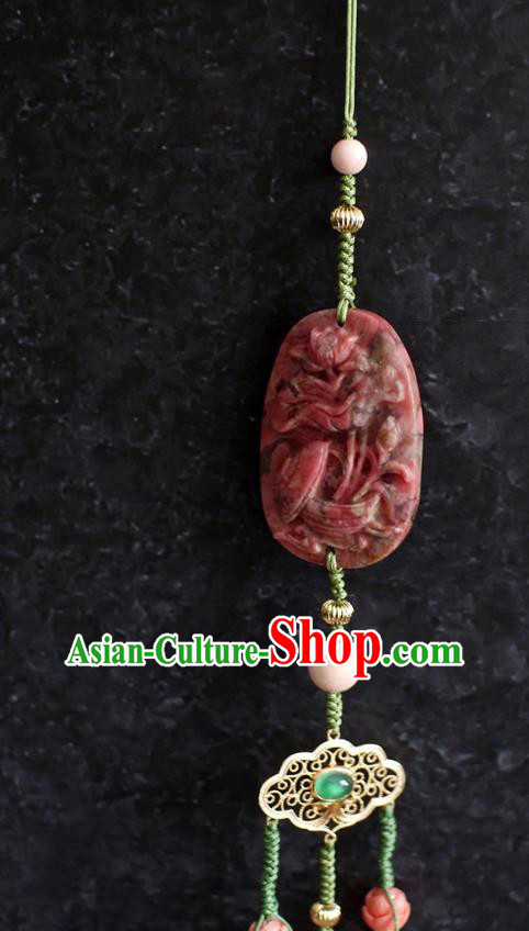 Chinese Traditional Hanfu Waist Accessories Ancient Ming Dynasty Princess Purple Tassel Pendant