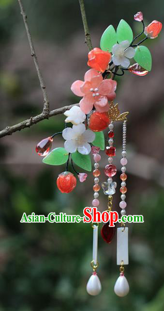 Chinese Traditional Song Dynasty Princess Hair Stick Ancient Palace Lady Peach Flowers Hairpin