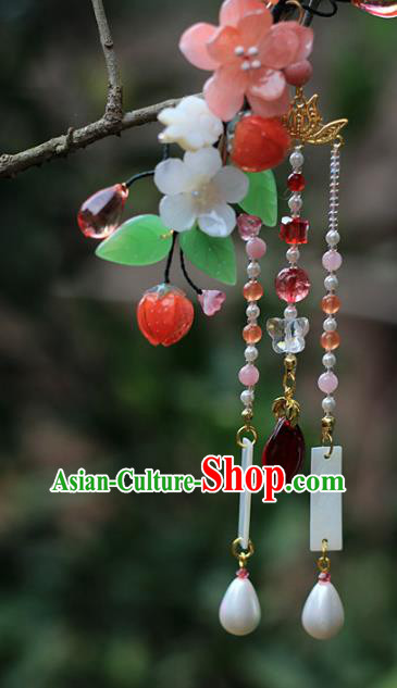 Chinese Traditional Song Dynasty Princess Hair Stick Ancient Palace Lady Peach Flowers Hairpin