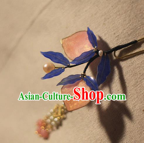 Chinese Traditional Song Dynasty Hair Stick Ancient Young Lady Peach Hairpin