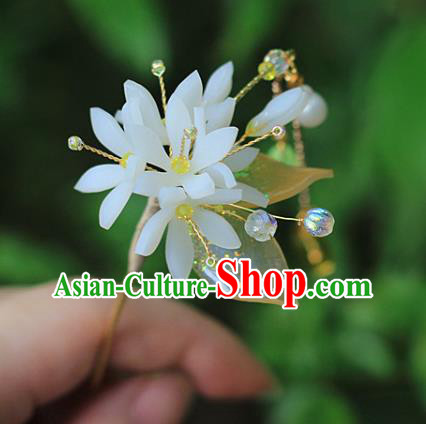 Chinese Traditional Ming Dynasty Flowers Hair Stick Ancient Young Lady Topaz Tassel Hairpin