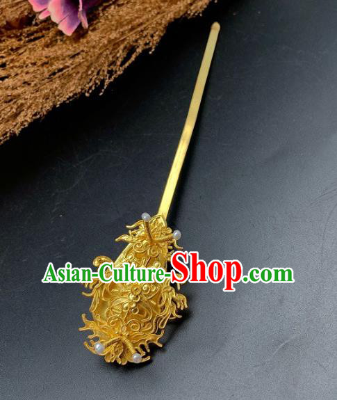 Chinese Ancient Court Empress Hair Stick Traditional Ming Dynasty Queen Golden Butterfly Hairpin