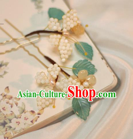 Chinese Handmade Yellow Plum Blossom Hair Stick Ancient Ming Dynasty Princess Beads Butterfly Hairpin