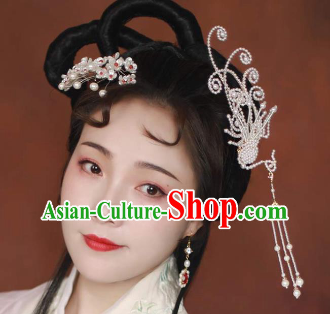 Chinese Traditional Ming Dynasty Princess Phoenix Tassel Hair Stick Ancient Noble Lady Hairpin