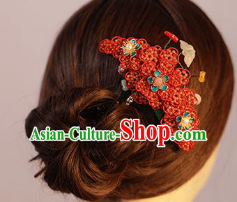 Chinese Traditional Ming Dynasty Wedding Hair Stick Ancient Empress Cloisonne Plum Blossom Hairpin