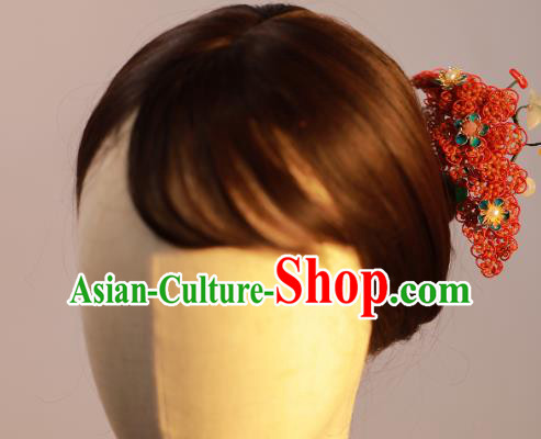 Chinese Traditional Ming Dynasty Wedding Hair Stick Ancient Empress Cloisonne Plum Blossom Hairpin
