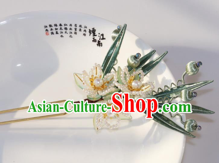 Chinese Ancient Princess Hair Stick Traditional Ming Dynasty Beads Peach Blossom Hairpin