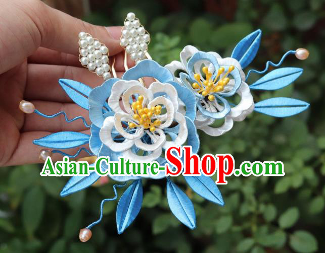 Chinese Handmade Peony Flowers Hair Comb Ancient Ming Dynasty Palace Princess Hairpin